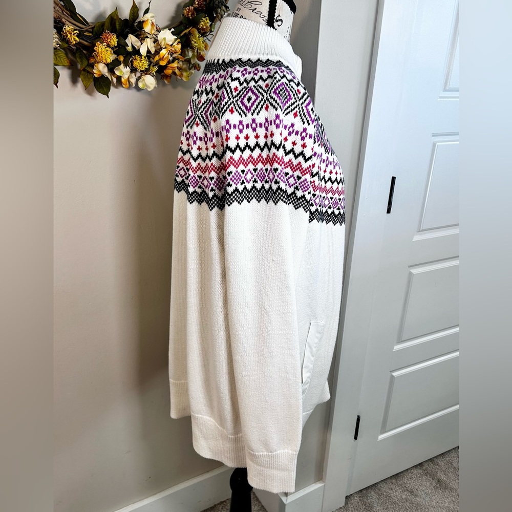 TALBOTS Thermolite® Modern Fair Isle Snap Front Sweater Jacket NWT Sz XL - Picture 6 of 12